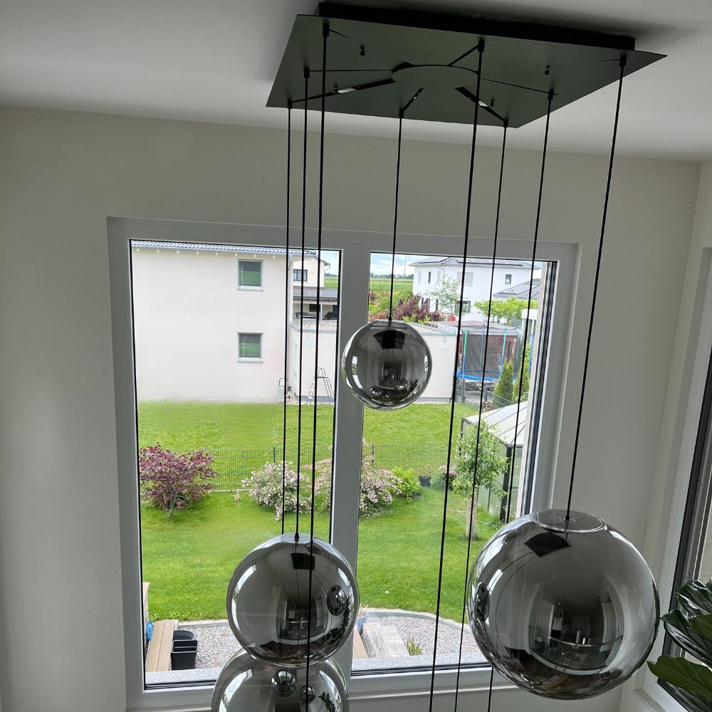 s.luce Orb XL gallery light 8 luci con baldacchino modulare