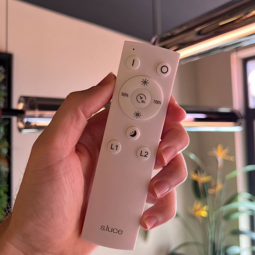 s.luce Ranya LED Lampada a sospensione Up & Down con copertura in vetro e telecomando