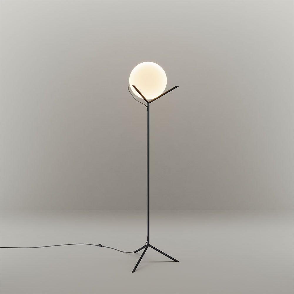 s.luce lampada da terra Orb Poseidon con globo in vetro 175cm