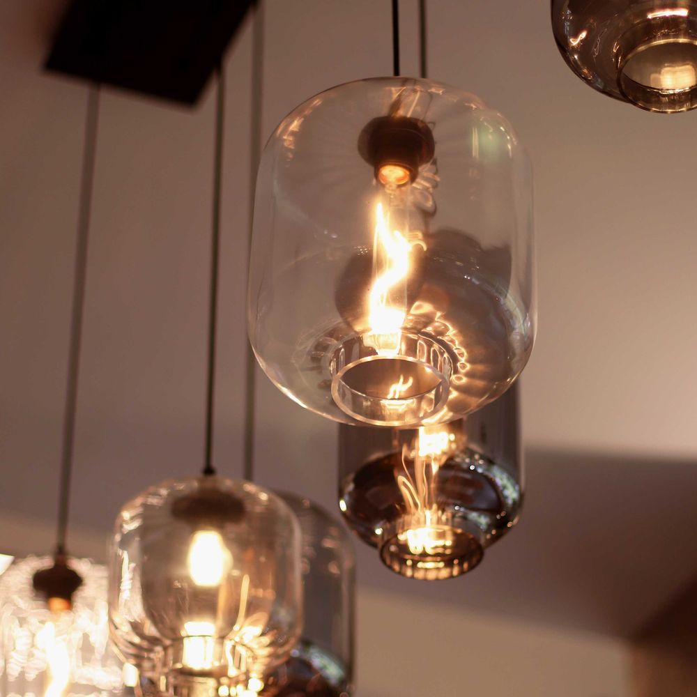 s.luce Velo lampada per sala da pranzo 12 luci 200cm 3 file Ø 18/20/25cm