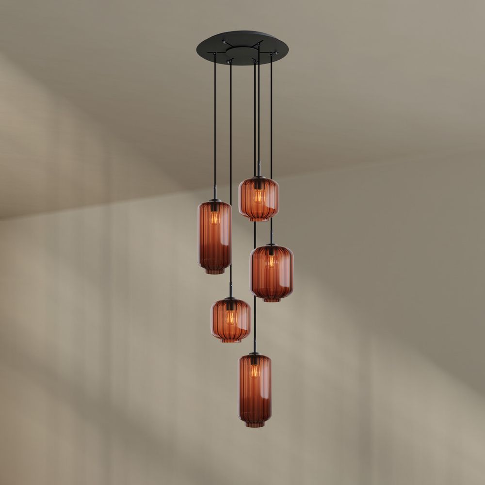 s.luce Velo gallery lampada a 5 fiamme Ø 60cm baldacchino Ø 18/20/25cm