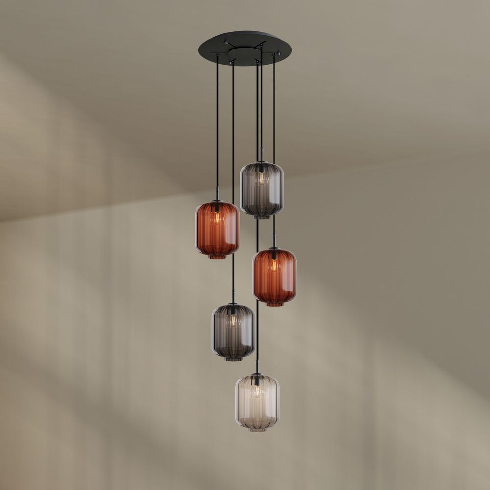 s.luce Velo gallery lampada a sospensione a 5 luci Ø 60cm baldacchino Ø 25cm