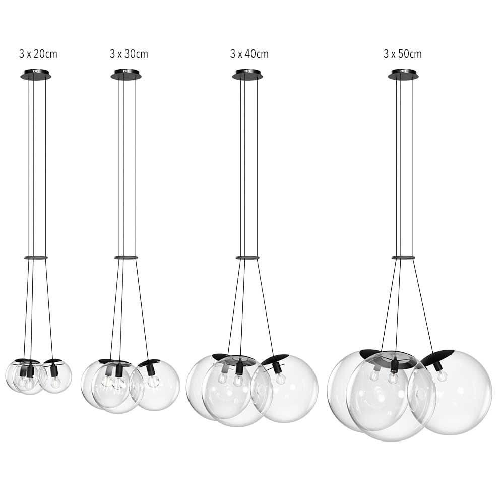 s.luce Cluster szklana kula lampa galeria lampa wisząca 3 światła