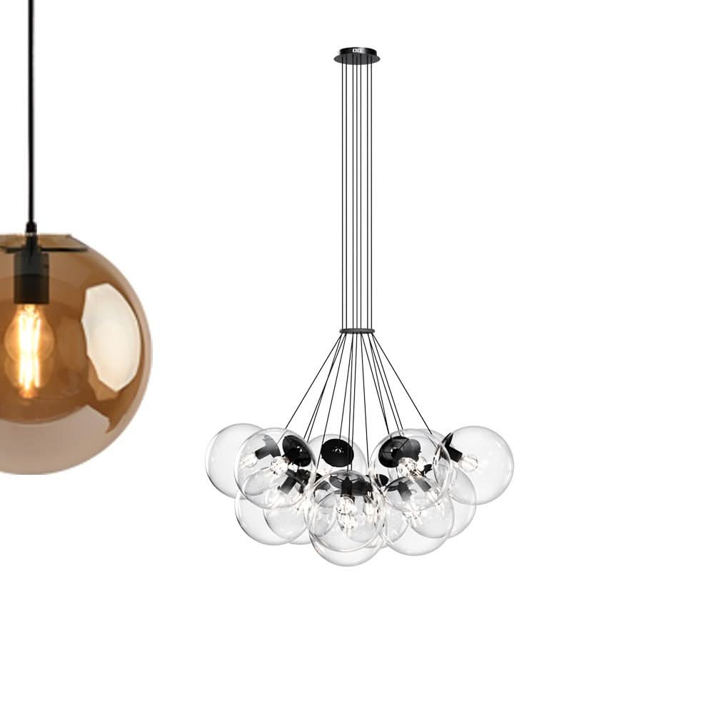 s.luce Cluster szklana kula galeryjna lampa wisząca 13-światło
