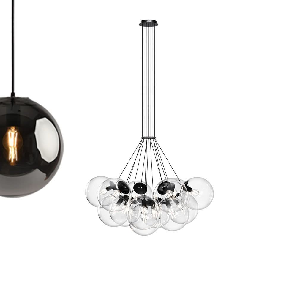 s.luce Cluster szklana kula galeryjna lampa wisząca 13-światło
