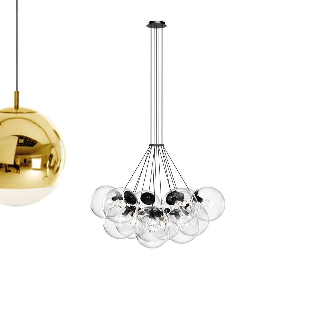 s.luce Cluster szklana kula galeryjna lampa wisząca 13-światło
