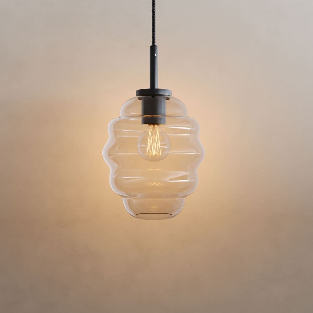 s.luce Echos szklana lampa wisząca 150cm czarna