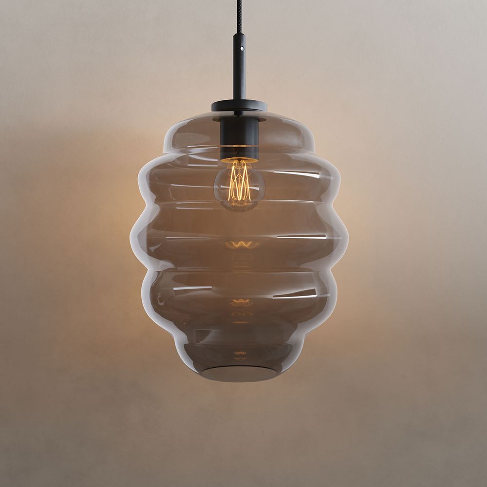 s.luce Echos szklana lampa wisząca 150cm czarna