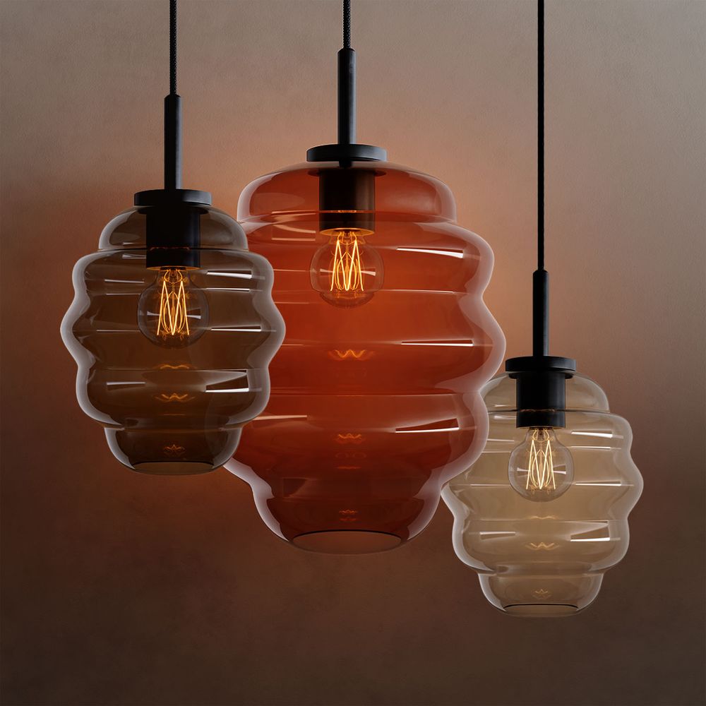 s.luce Echos szklana lampa wisząca 150cm czarna