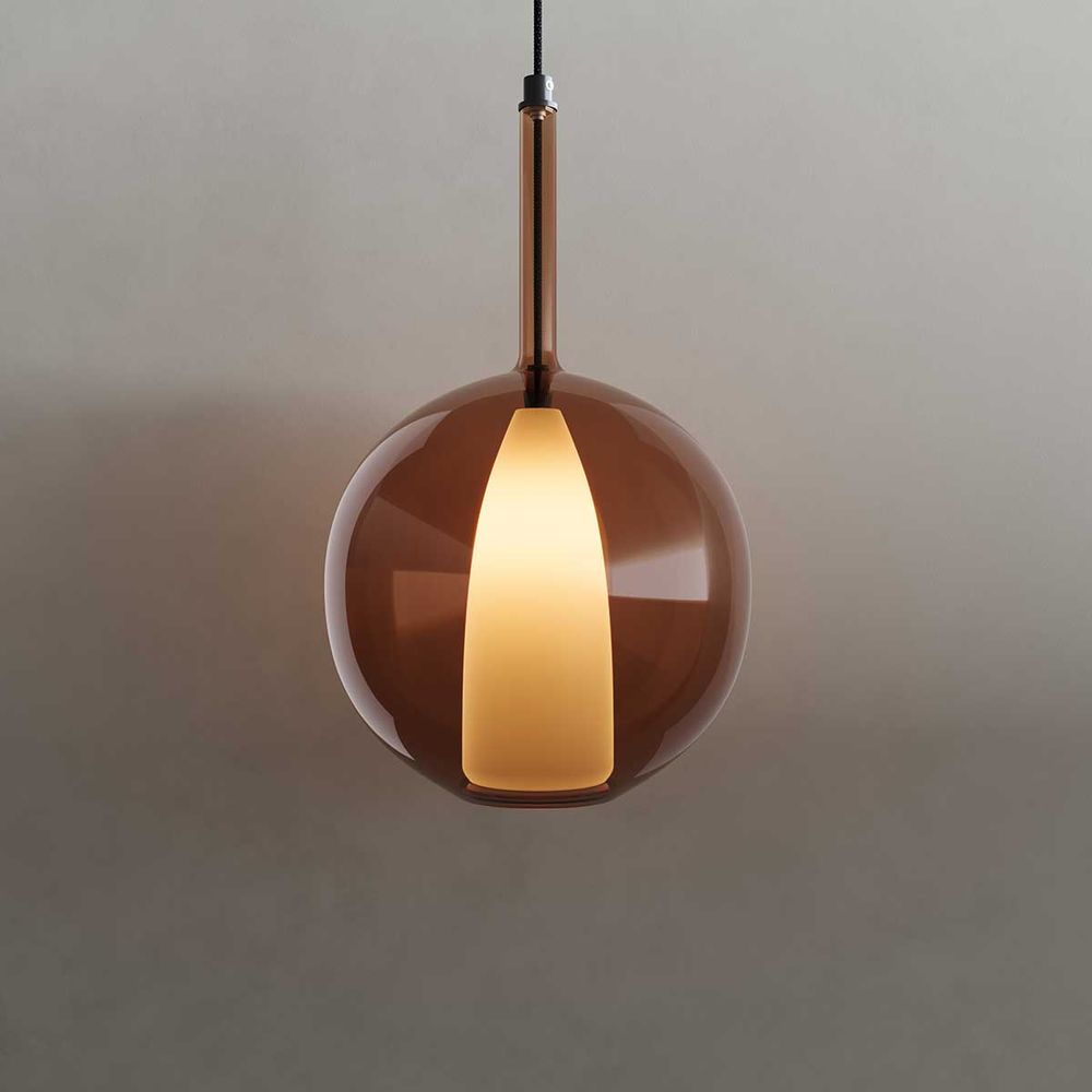 s.luce Belluna szklana lampa wisząca 150cm kabel tekstylny