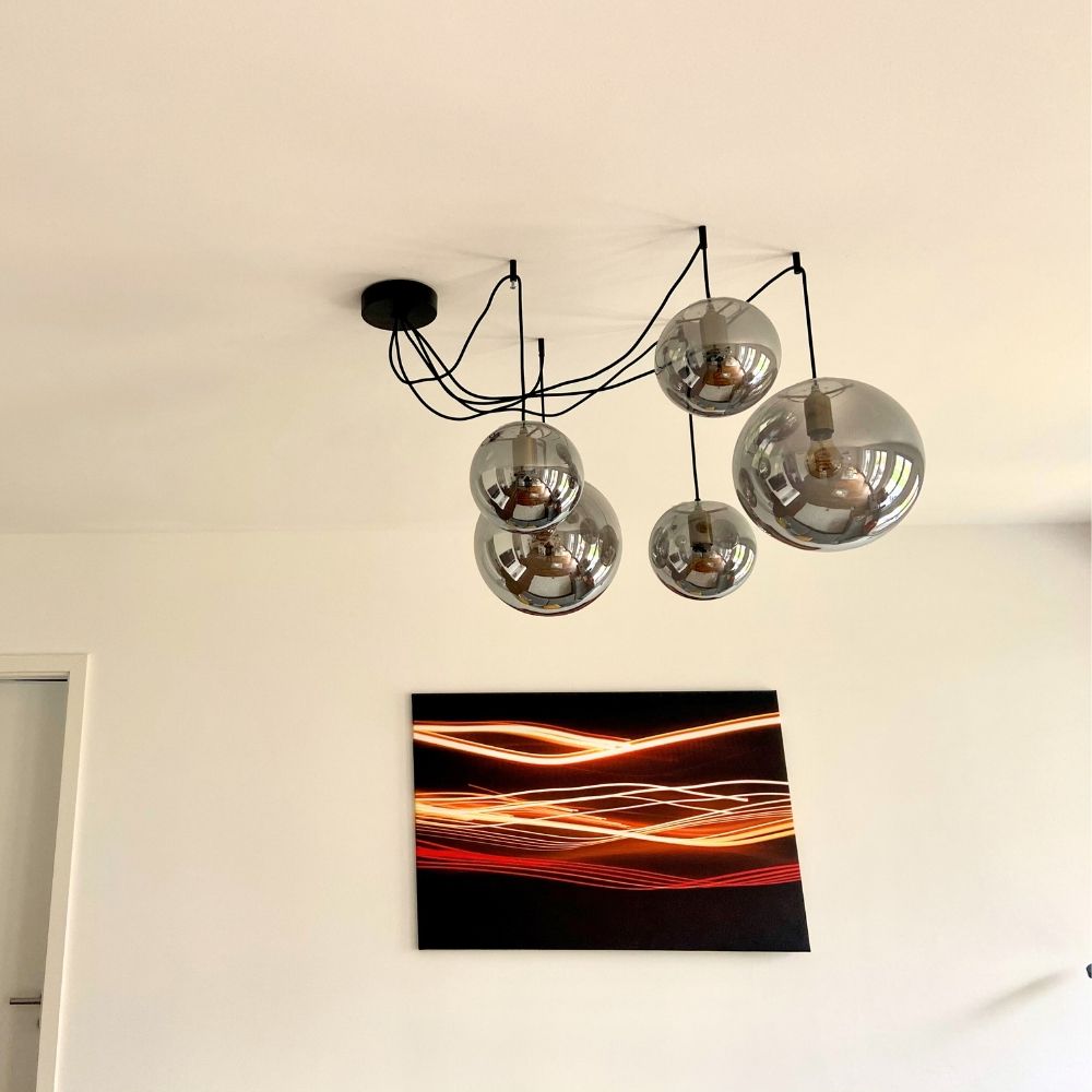 s.luce Orb szklana kula lampa wisząca 150cm zawieszenie czarny