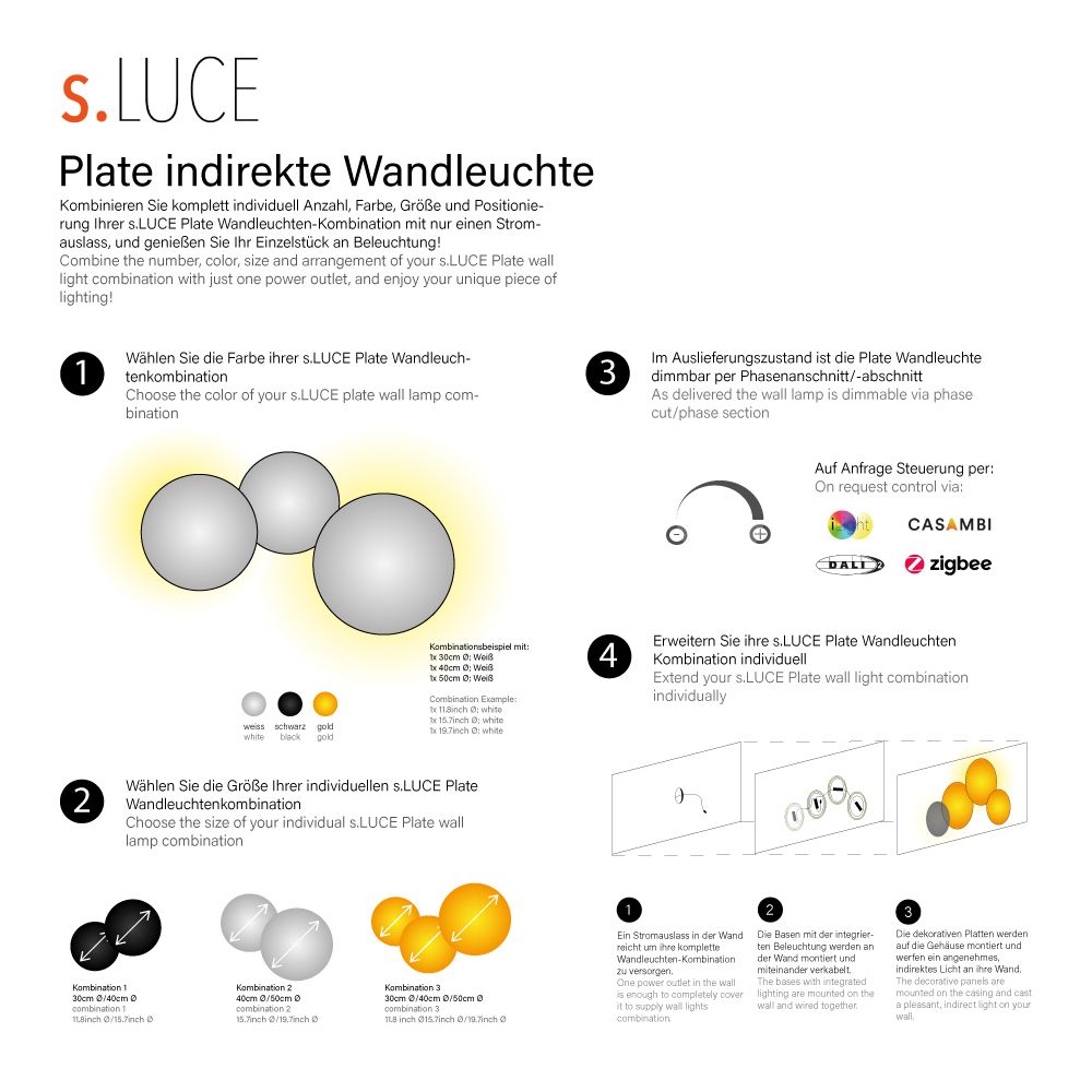 s.luce Cloud pośrednie oświetlenie ścienne LED kombinacja