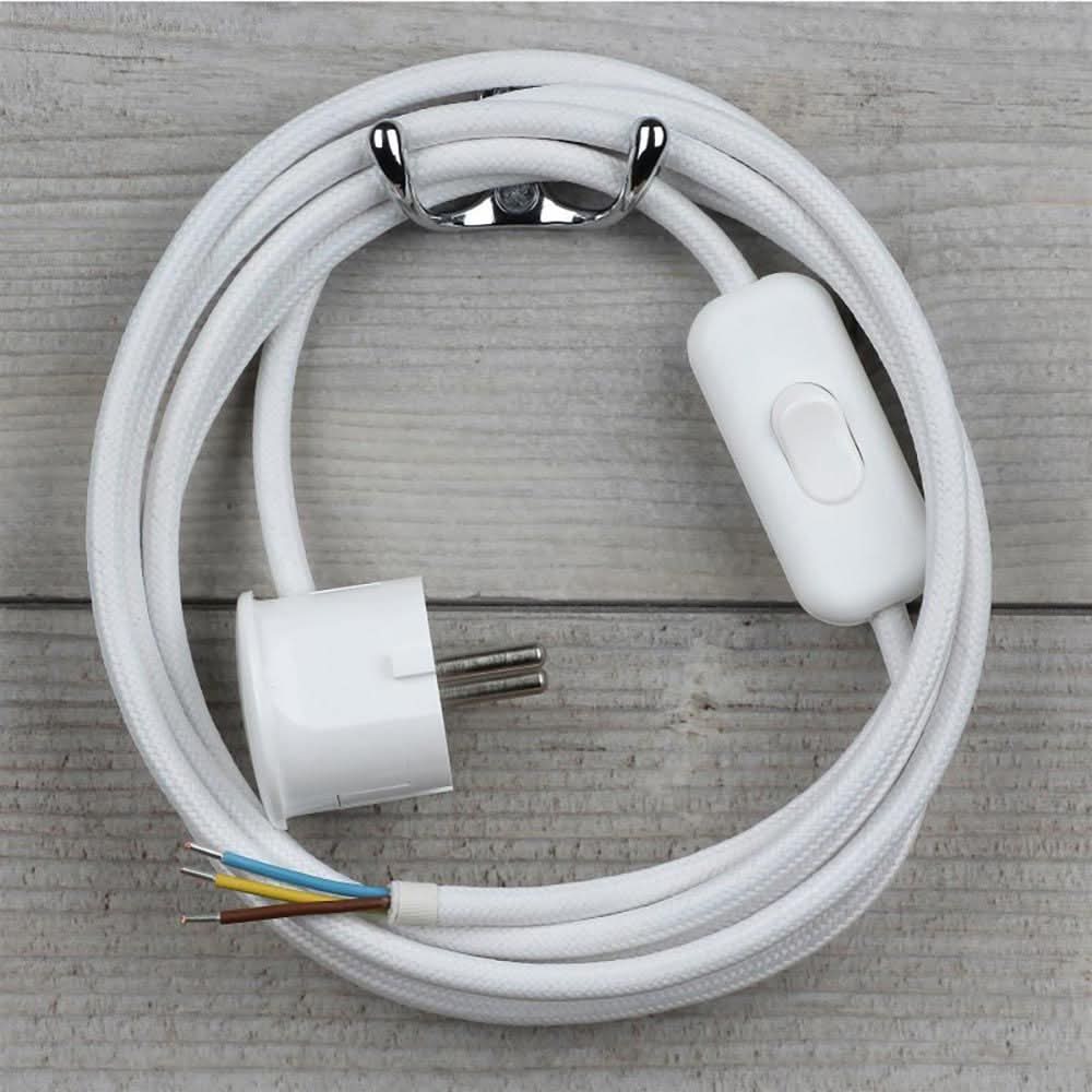 Kabel połączeniowy s.luce w osłonie tekstylnej 3 x 0,75 mm² z przełącznikiem i wtyczką