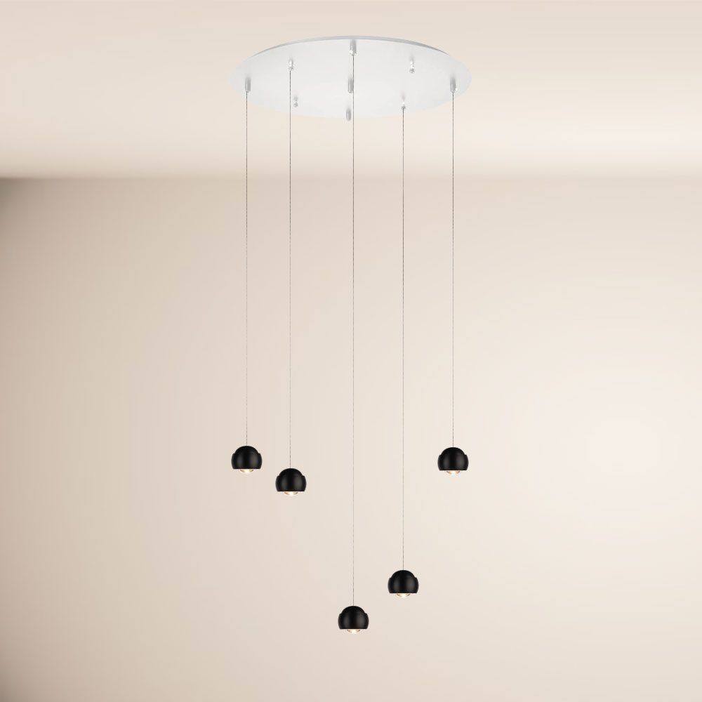 Lampa wisząca LED s.luce Beam z 3- lub 5-światłowym modułowym daszkiem