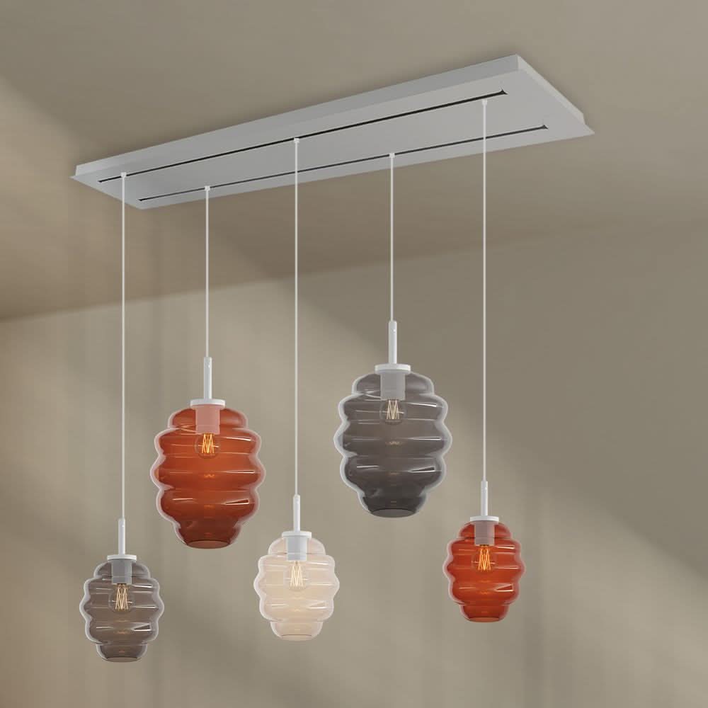 s.luce Echos lampa stołowa do jadalni 5-płomienna 2-rzędowa 160cm Ø 18/25cm