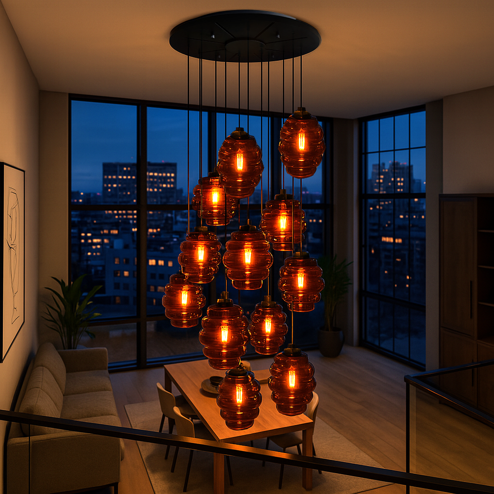 lampa galeryjna s.luce Echos 12-płomienna Ø 80cm czasza Ø 18/25cm