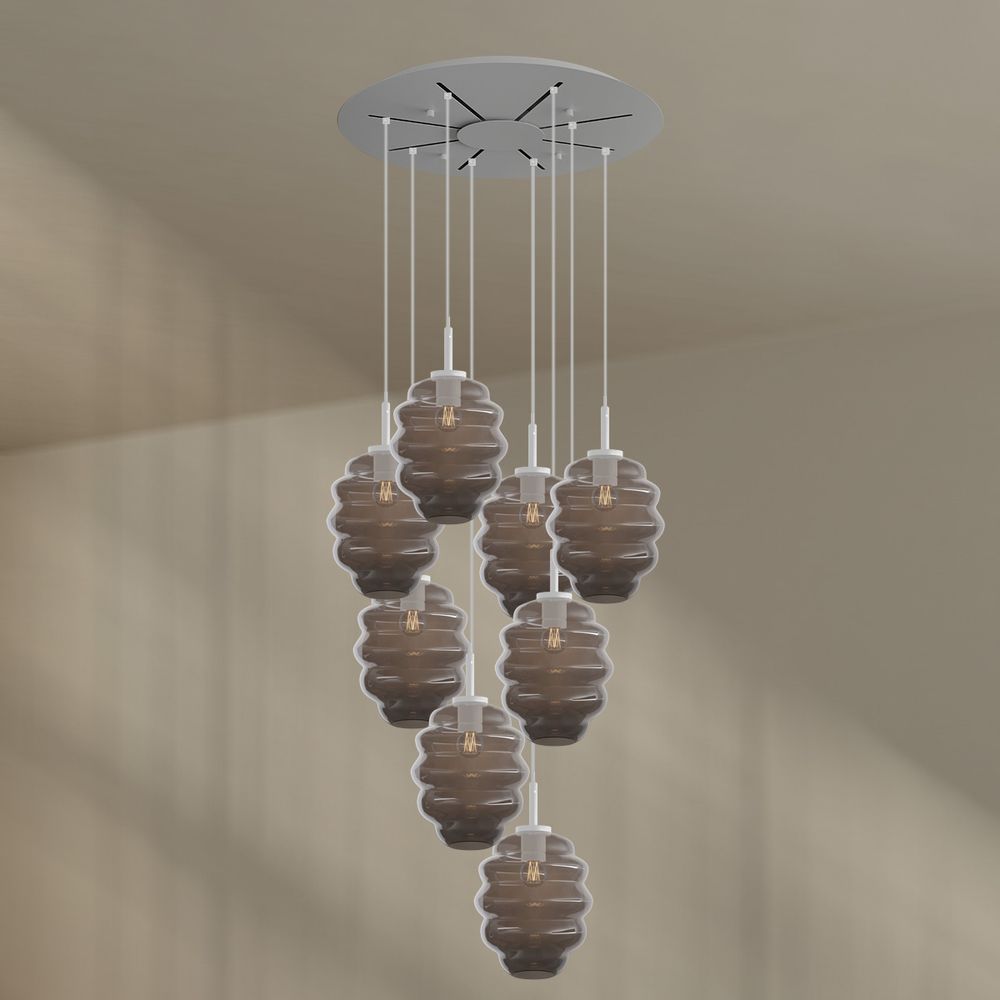 s.luce Echos lampa galeryjna 8-płomienna Ø 80cm baldachim Ø 25cm