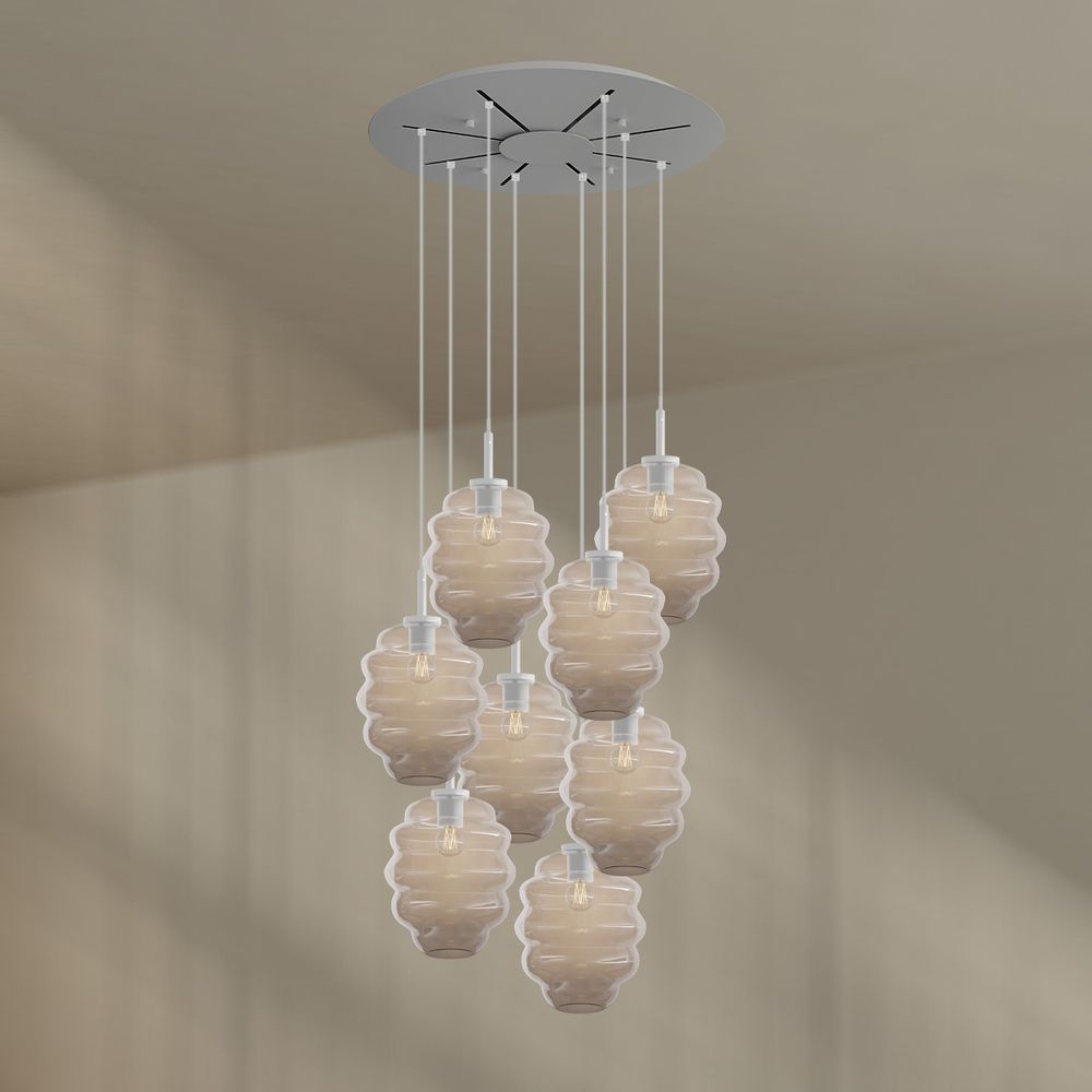 s.luce Echos lampa galeryjna 8-płomienna Ø 80cm baldachim Ø 25cm