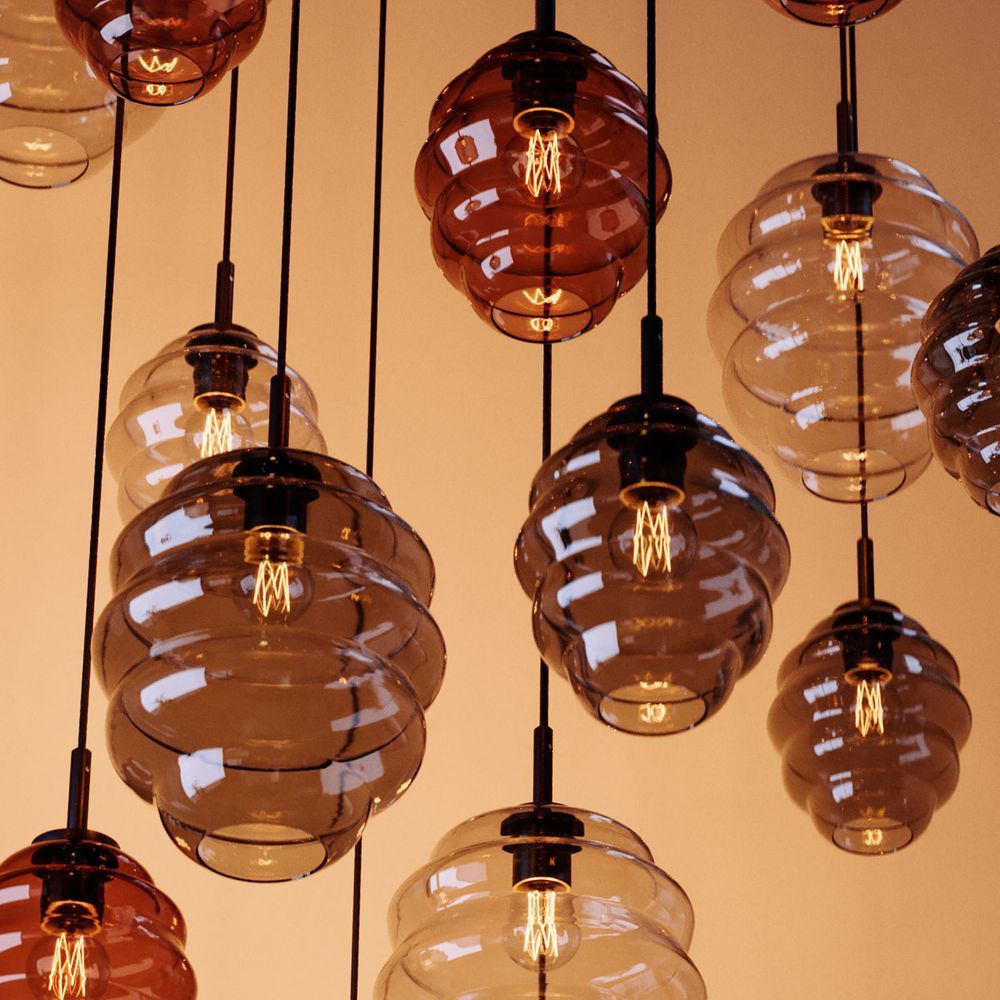 s.luce Echos szklana lampa wisząca zawieszenie 150cm biały