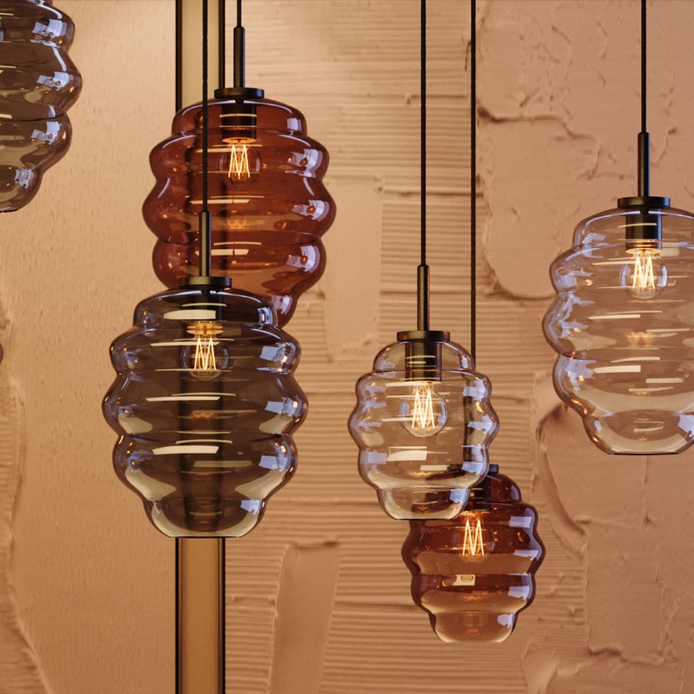 s.luce Echos szklana lampa wisząca 150cm czarna