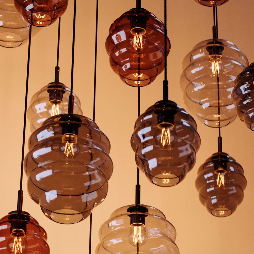s.luce Echos szklana lampa wisząca 150cm czarna
