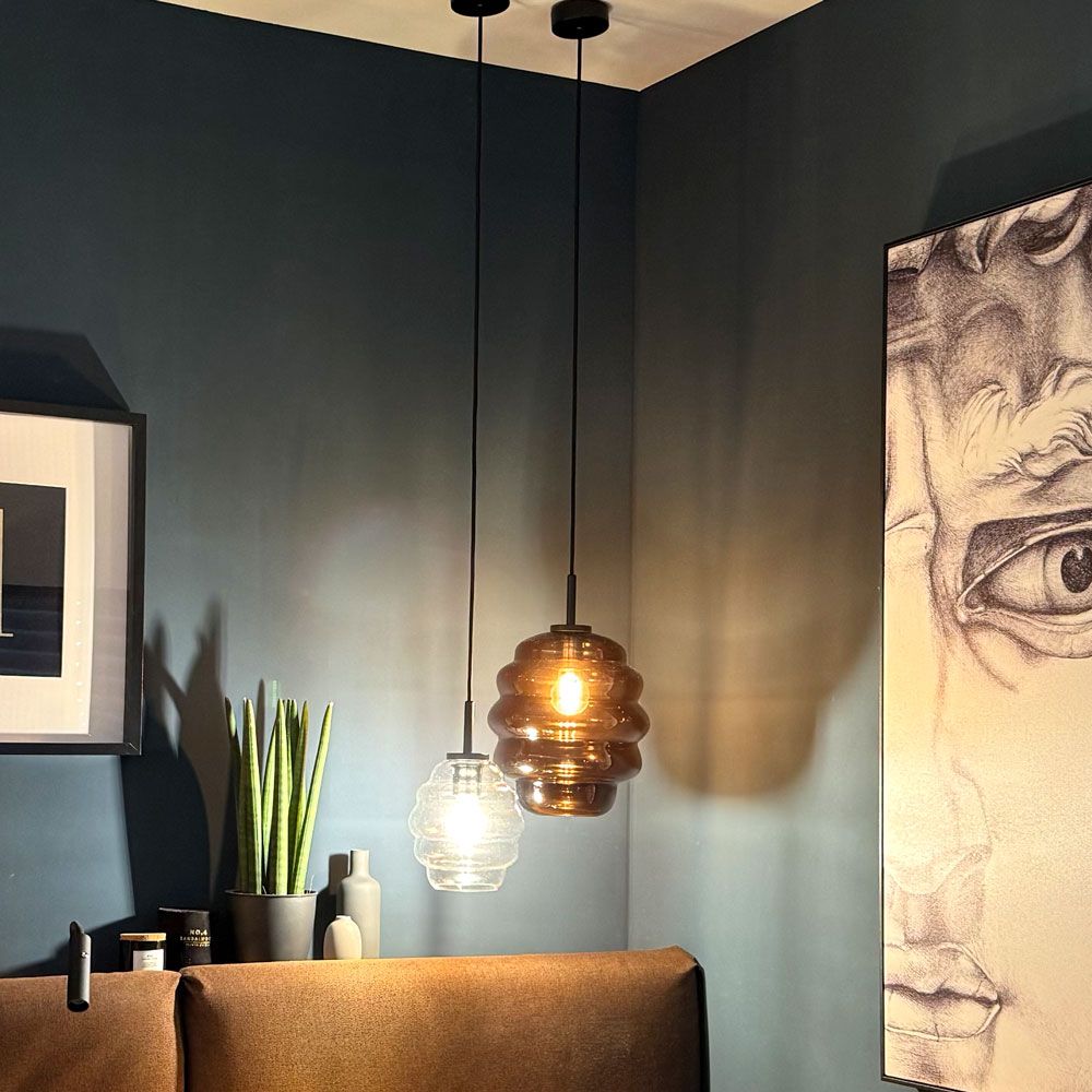 s.luce Echos szklana lampa wisząca 150cm czarna