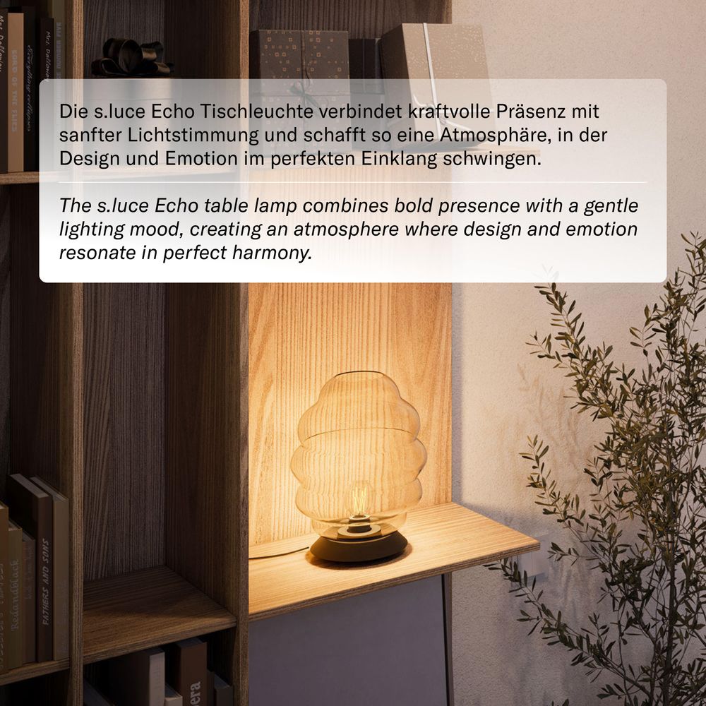 s.luce Echos szklana lampa stołowa E27 z włącznikiem