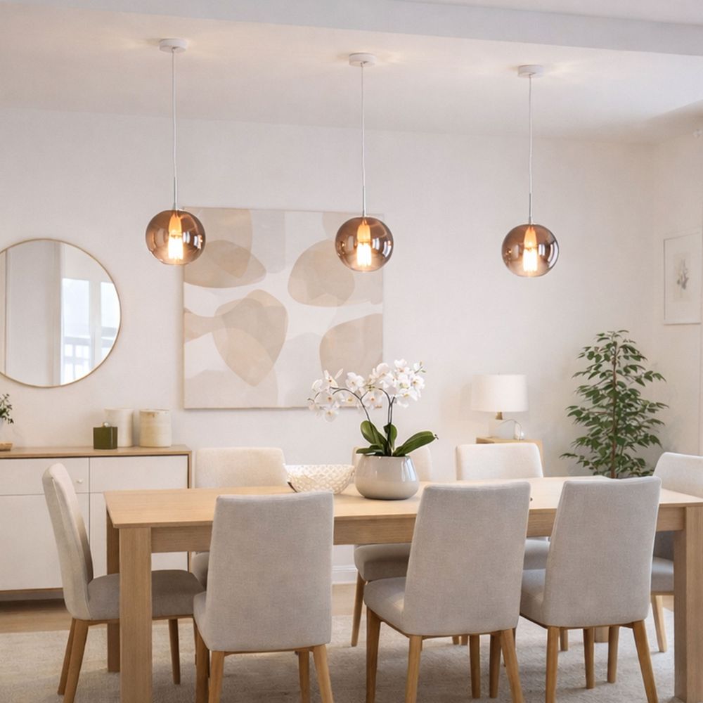 s.luce Szklana kula Lampa wisząca Zawieszenie 150 cm Biały - 189422 - s.luce® - homecoming lights.