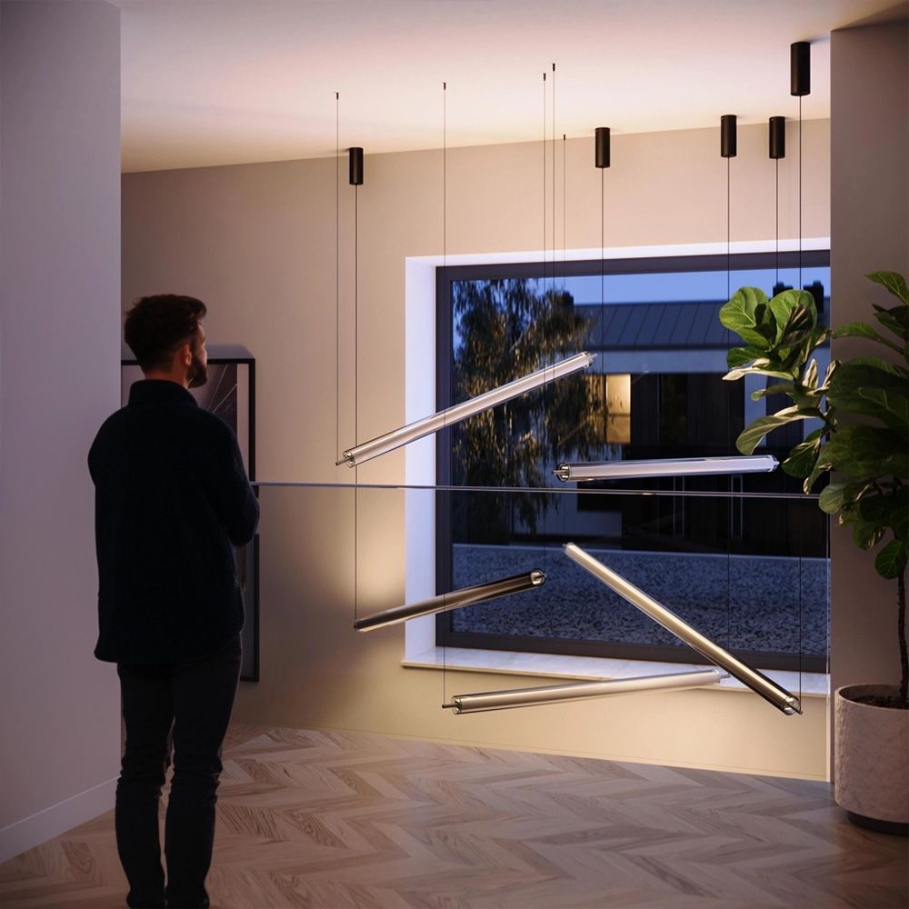 Lampa wisząca s.luce Ranya LED góra-dół ze szklaną osłoną i pilotem zdalnego sterowania