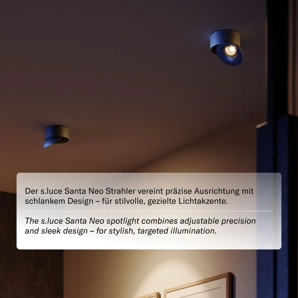 Reflektor sufitowy LED s.luce Santa Neo z możliwością obracania i ściemniania