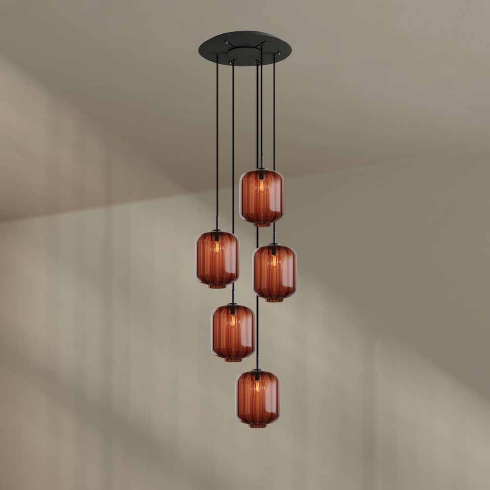 s.luce Velo gallery lampa wisząca 5-światło Ø 60cm baldachim Ø 25cm