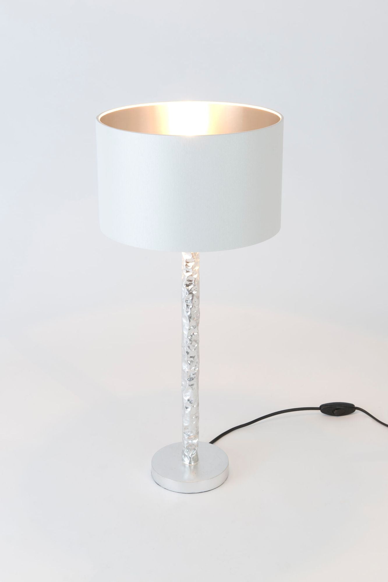 Tischlampe Cancelliere Rotonda Piccolo Perla Silk mit Schirm