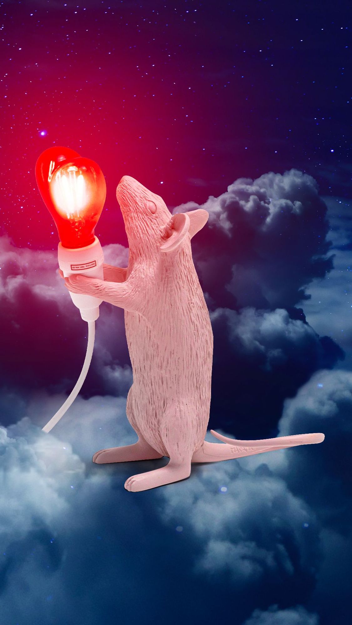 Seletti Mouse Lamp Step LED-Tischleuchte USB Herz