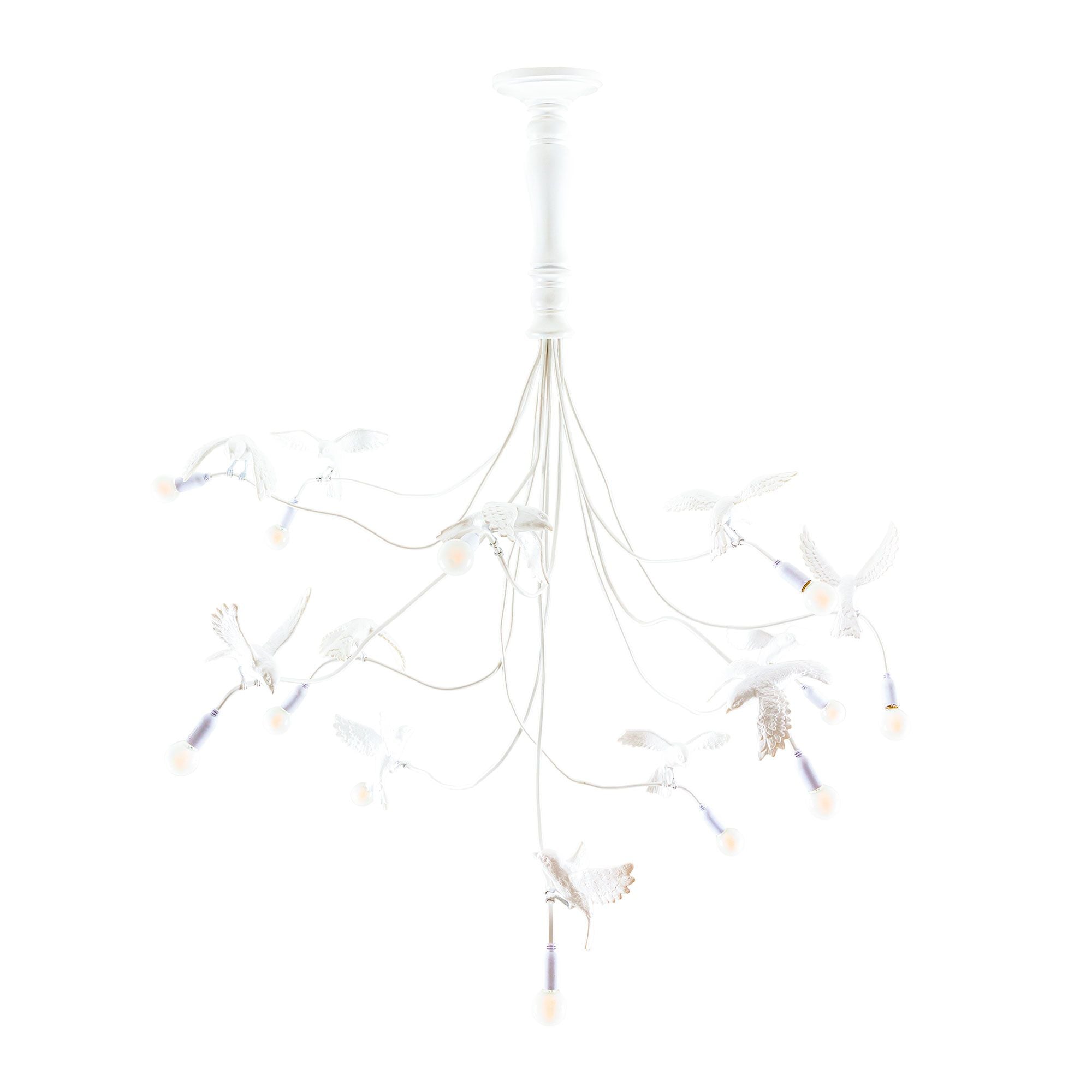 Seletti Sparrow Chandelier LED-Pendelleuchte Harz Weiß
