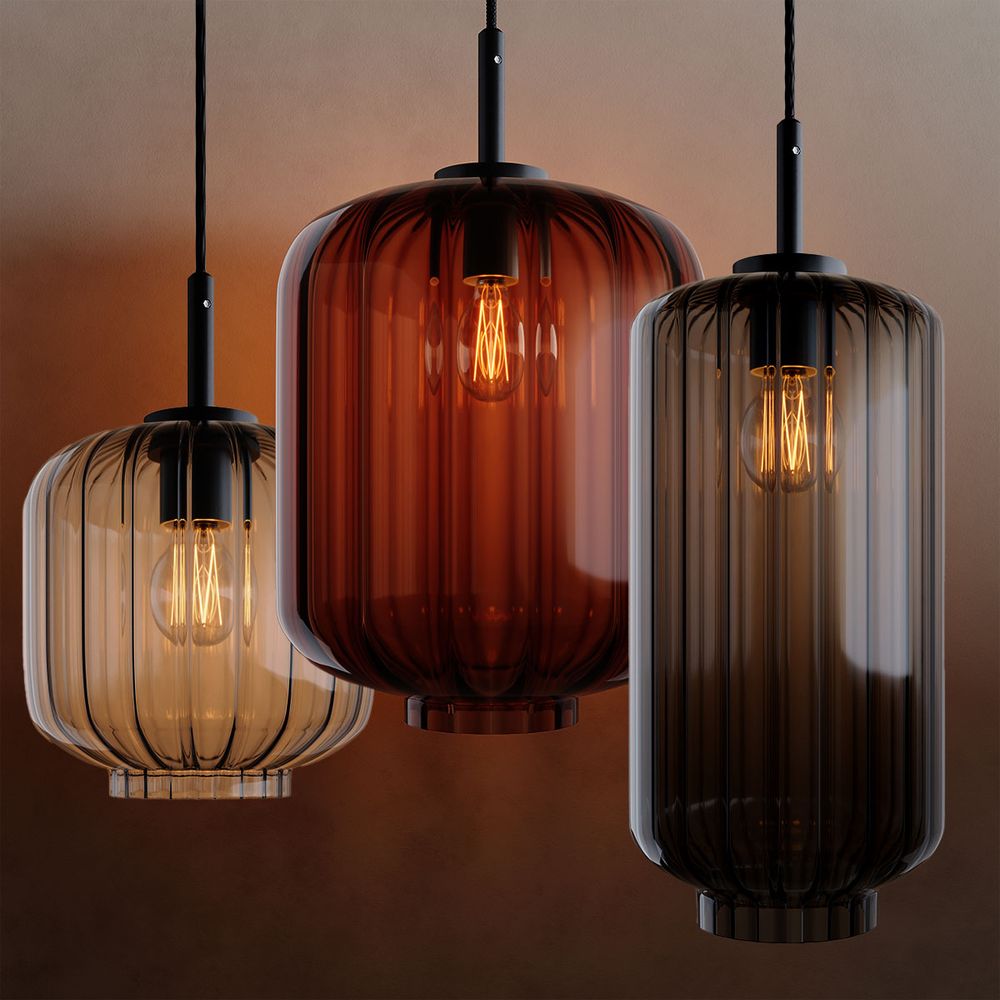 s.luce Velo Glas-Pendelleuchte Aufhängung 150cm Schwarz