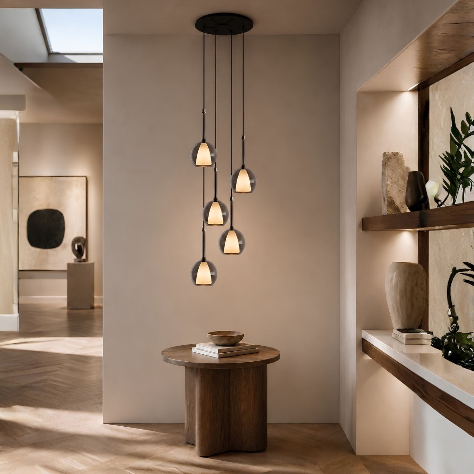s.luce Belluna Galerieleuchte 5-flammig Ø 60cm Baldachin