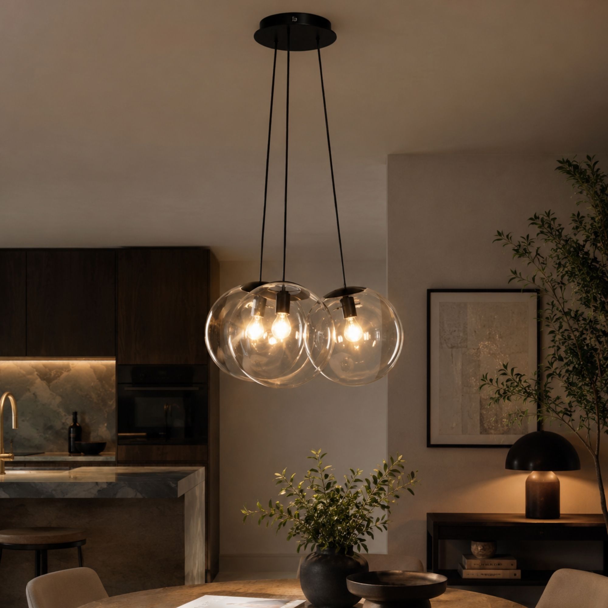 s.luce Orb Cluster Glas-Pendelleuchte 3-flammig 3x30cm - 200605 - s.luce® - homecoming lights.