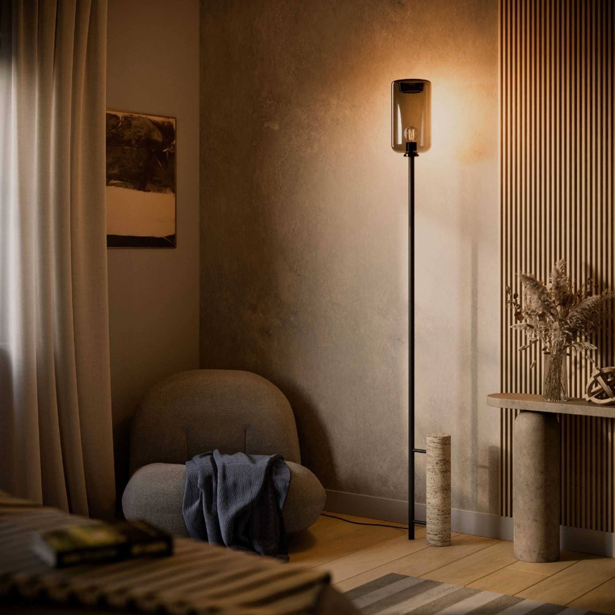 s.luce Cruet Stehlampe Travertin-Stein Schwarz - 200917 - s.luce® - homecoming lights.