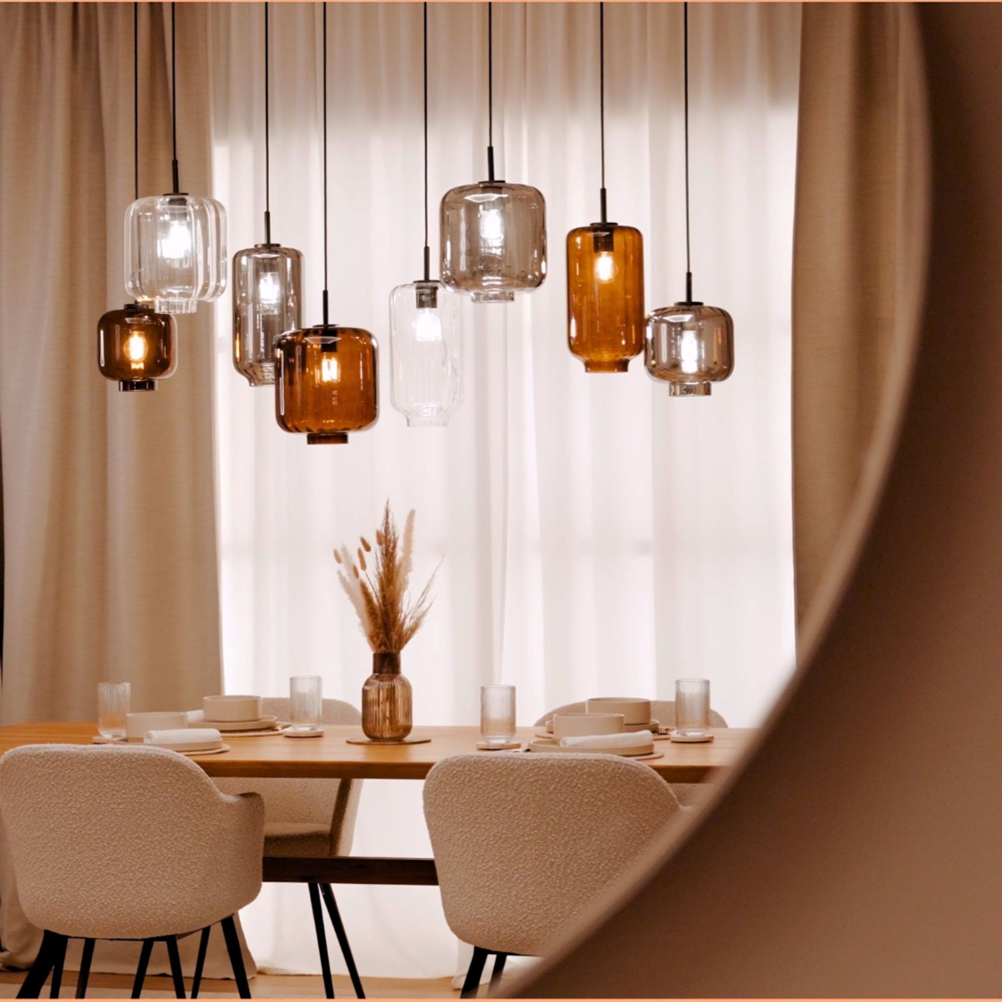 s.luce Velo Glas-Pendelleuchte Aufhängung 150cm Schwarz - 188981 - s.luce® - homecoming lights.