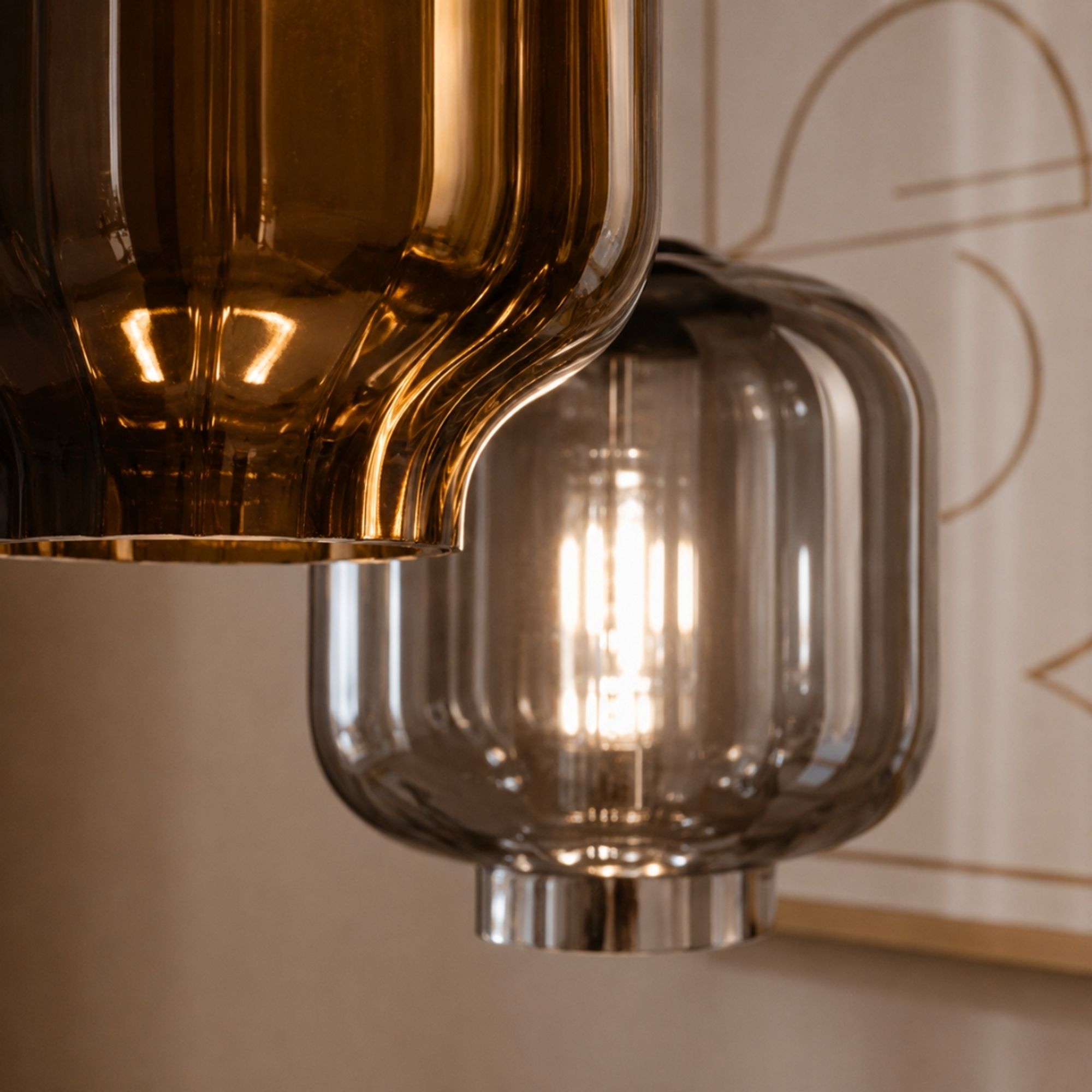 s.luce Velo Glas-Pendelleuchte Aufhängung 150cm Schwarz - 188981 - s.luce® - homecoming lights.