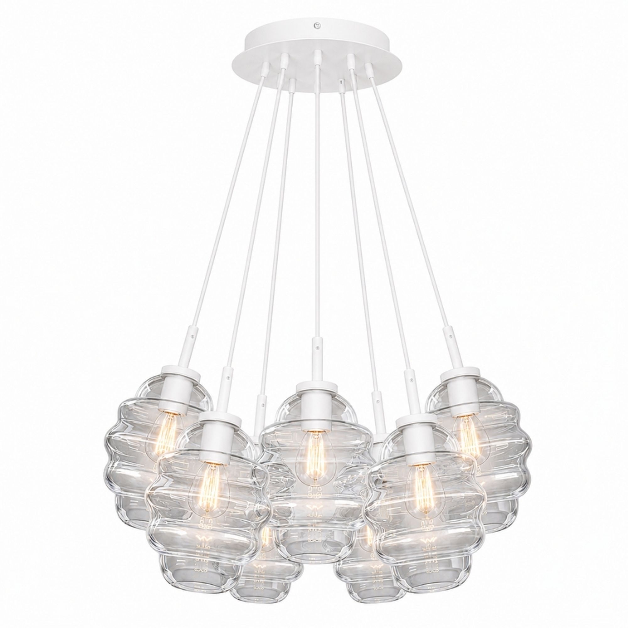 s.luce Echos Cluster Glas-Pendelleuchte 7-flammig 7x18cm