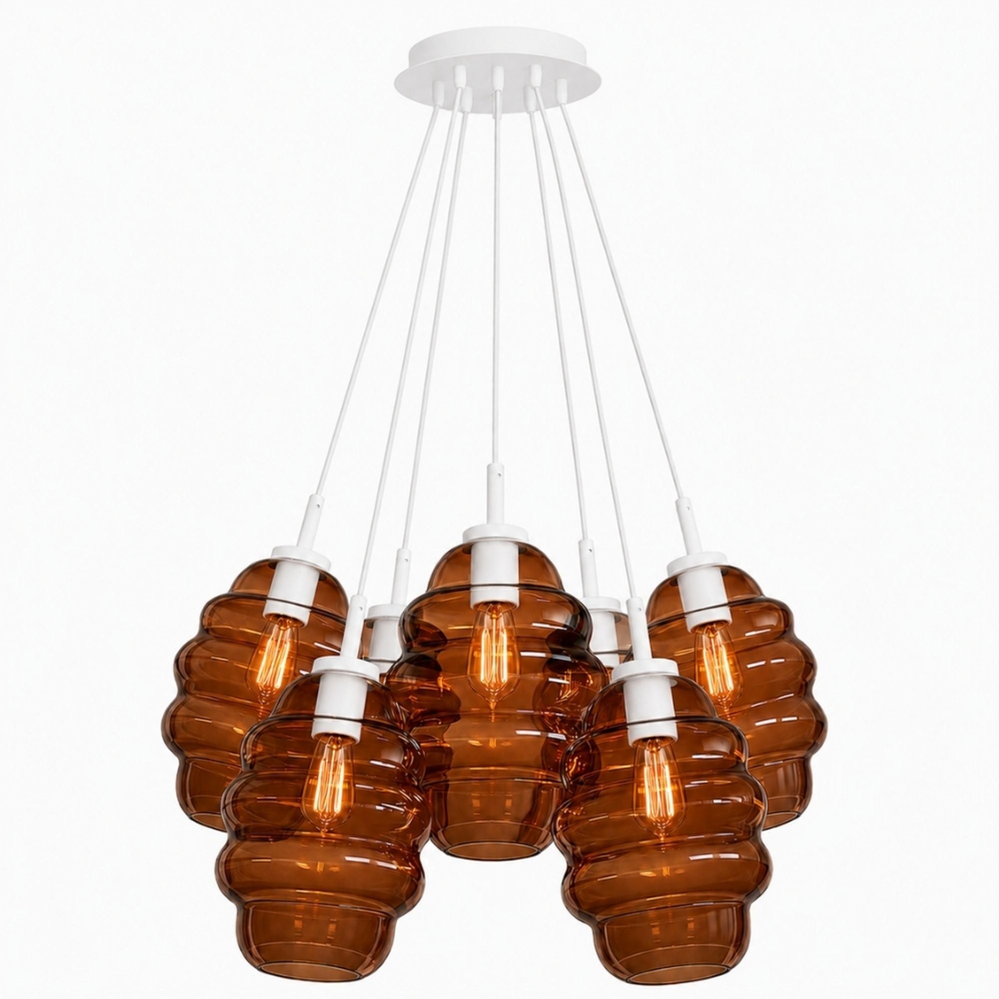 s.luce Echos Cluster Glas-Pendelleuchte 7-flammig 7x25cm - 200349 - s.luce® - homecoming lights.