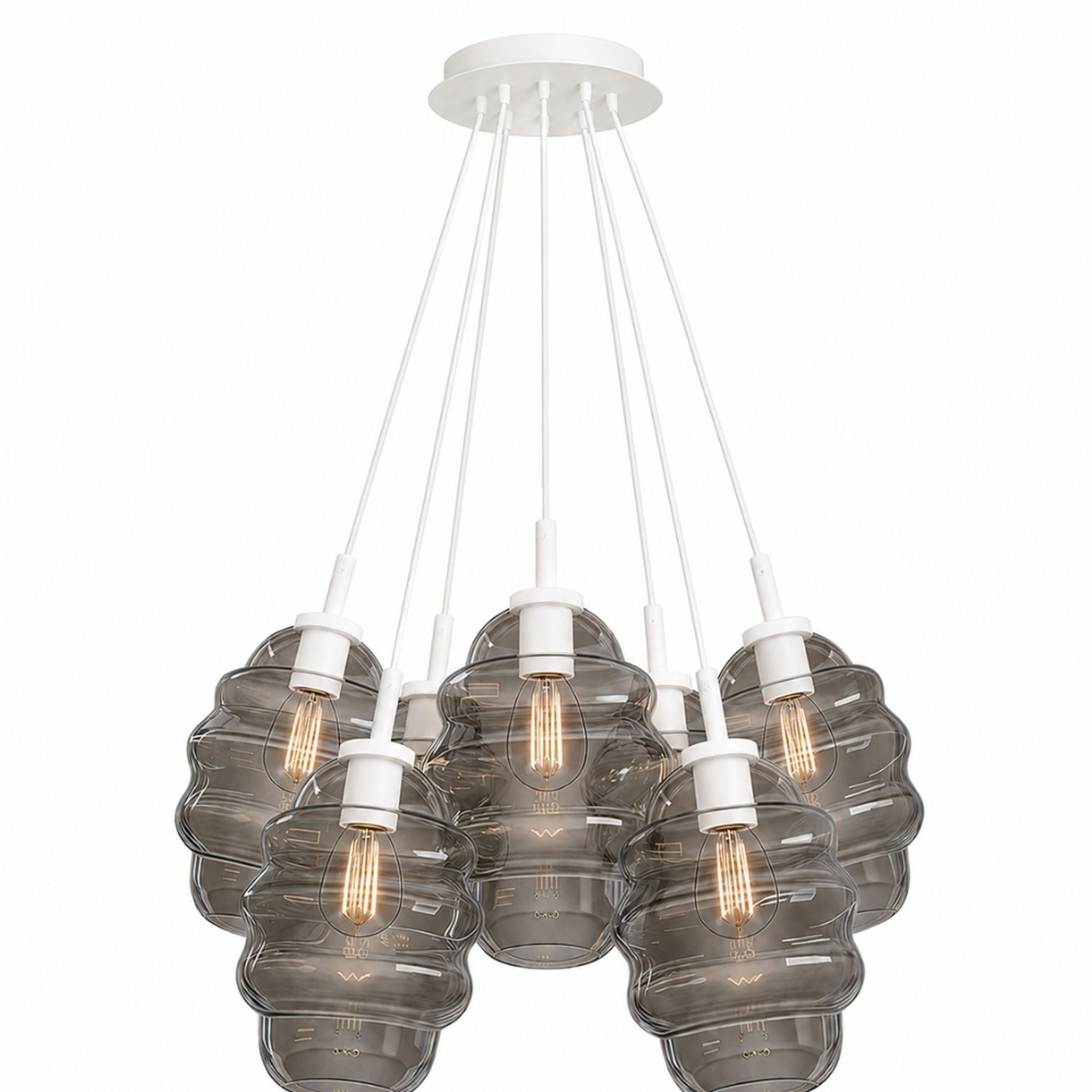 s.luce Echos Cluster Glas-Pendelleuchte 7-flammig 7x25cm - 200348 - s.luce® - homecoming lights.