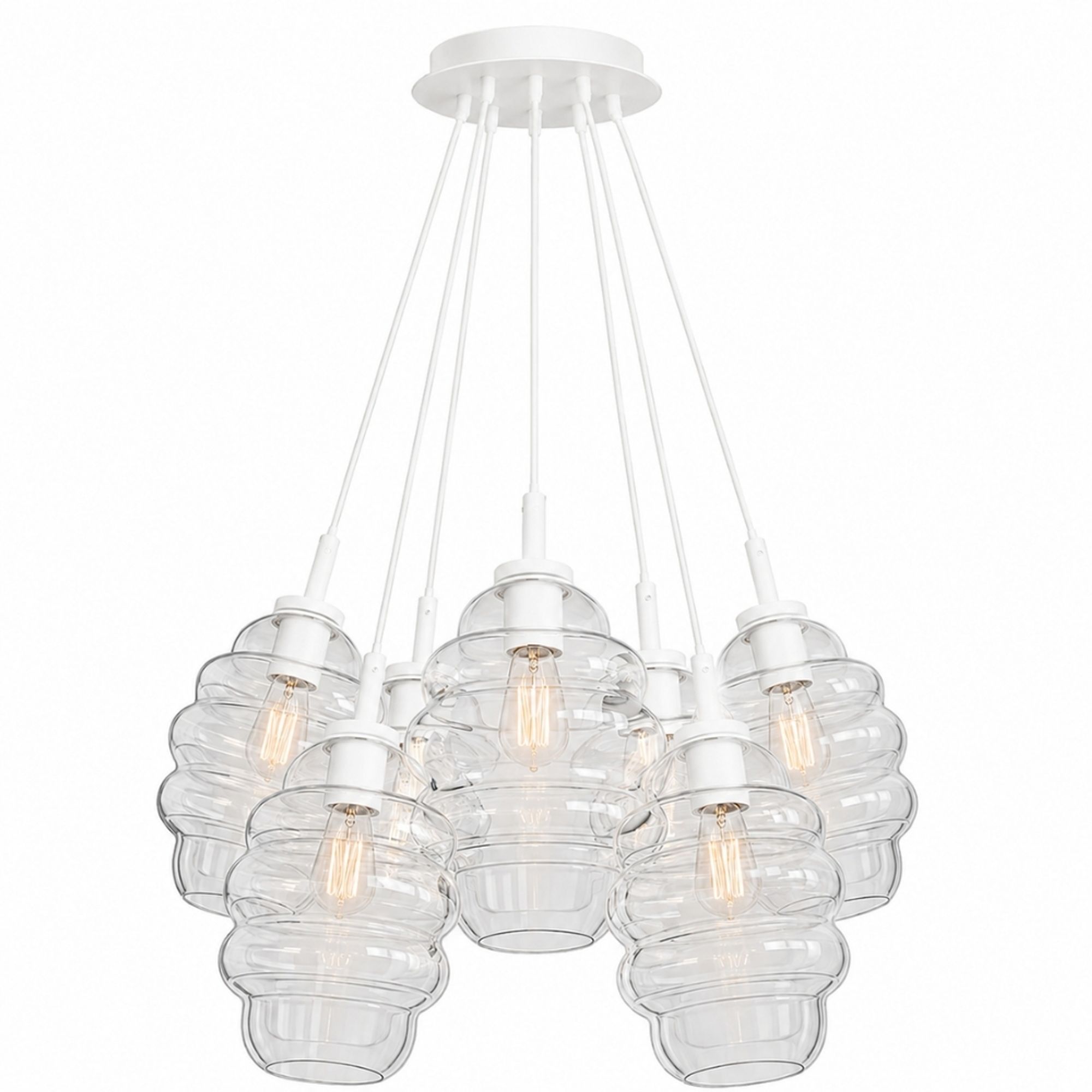 s.luce Echos Cluster Glas-Pendelleuchte 7-flammig 7x25cm - 200347 - s.luce® - homecoming lights.