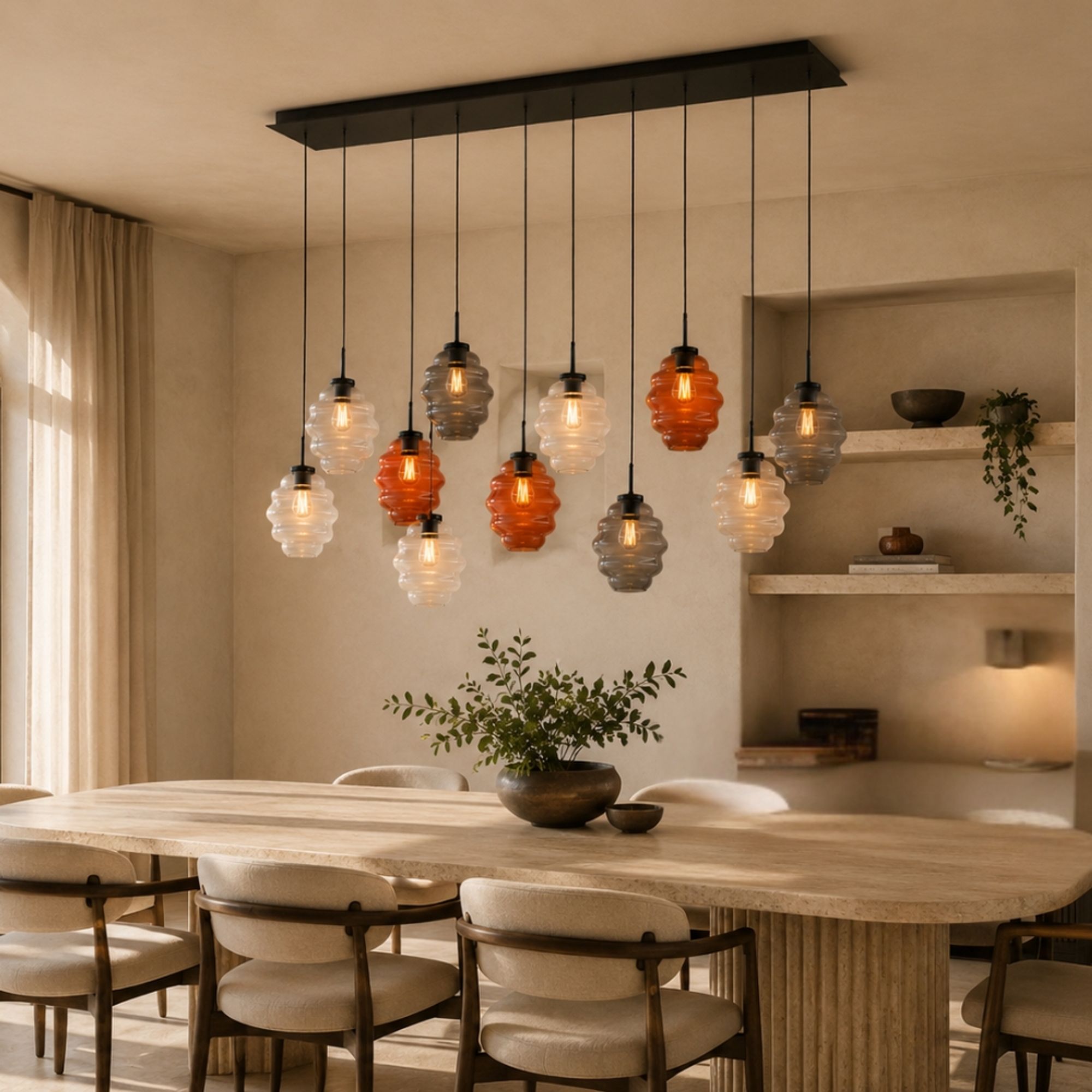 s.luce Echos Esszimmerlampe 12-flammig 200cm 3-reihig Ø 18cm - 194202 - s.luce® - homecoming lights.