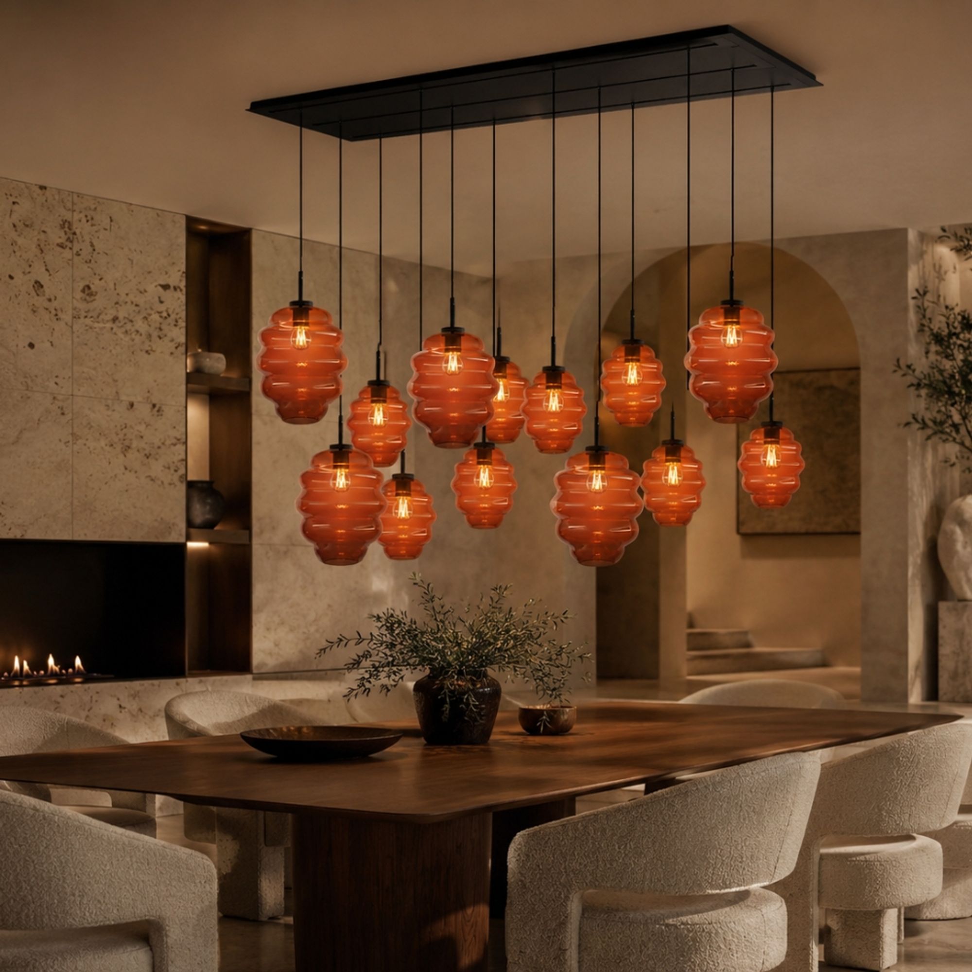 s.luce Echos Esszimmerlampe 12-flammig 200cm 3-reihig Ø 18/25cm - 190919 - s.luce® - homecoming lights.