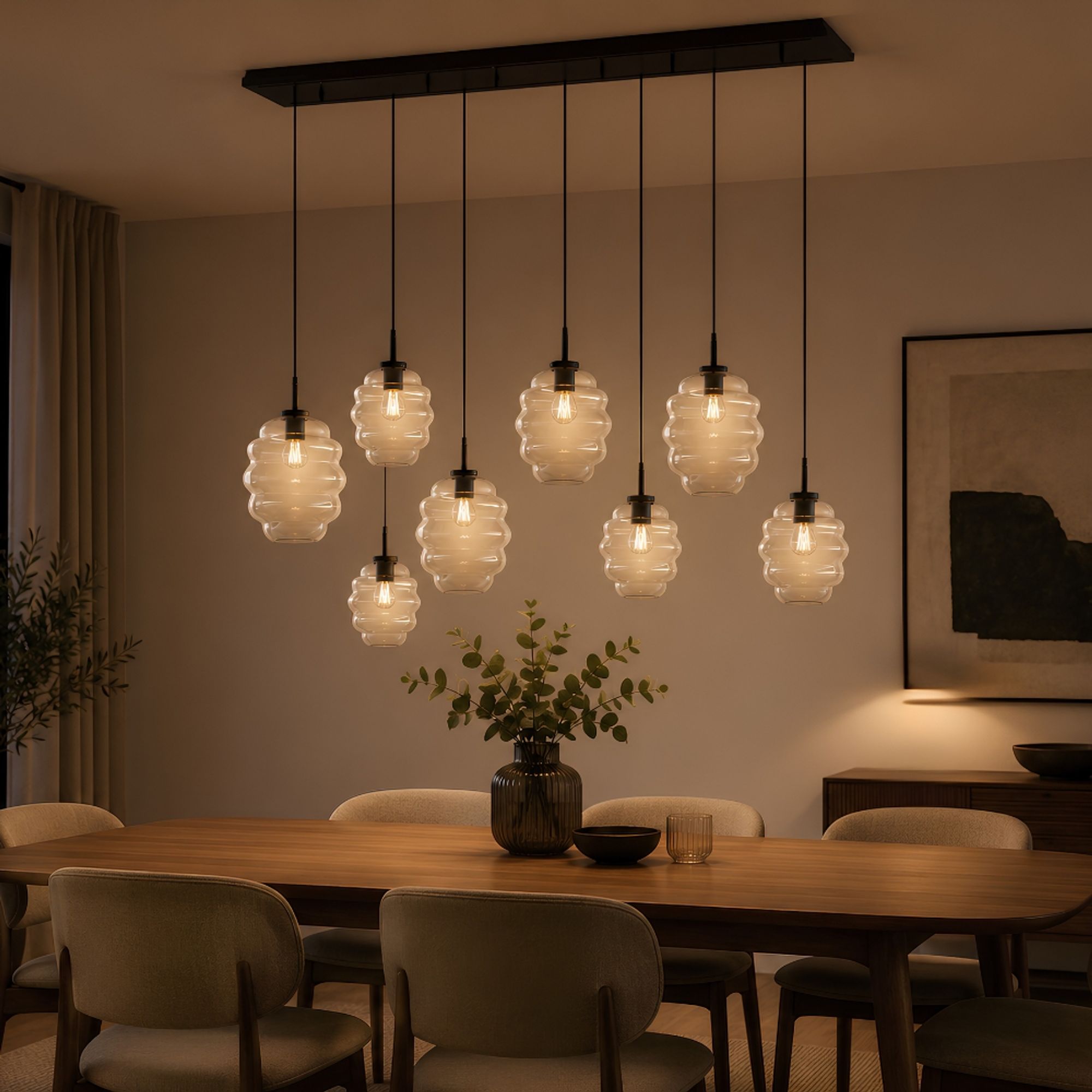 s.luce Echos Esstischlampe 8-flammig 200cm 3-reihig Ø 18/25cm - 194198 - s.luce® - homecoming lights.