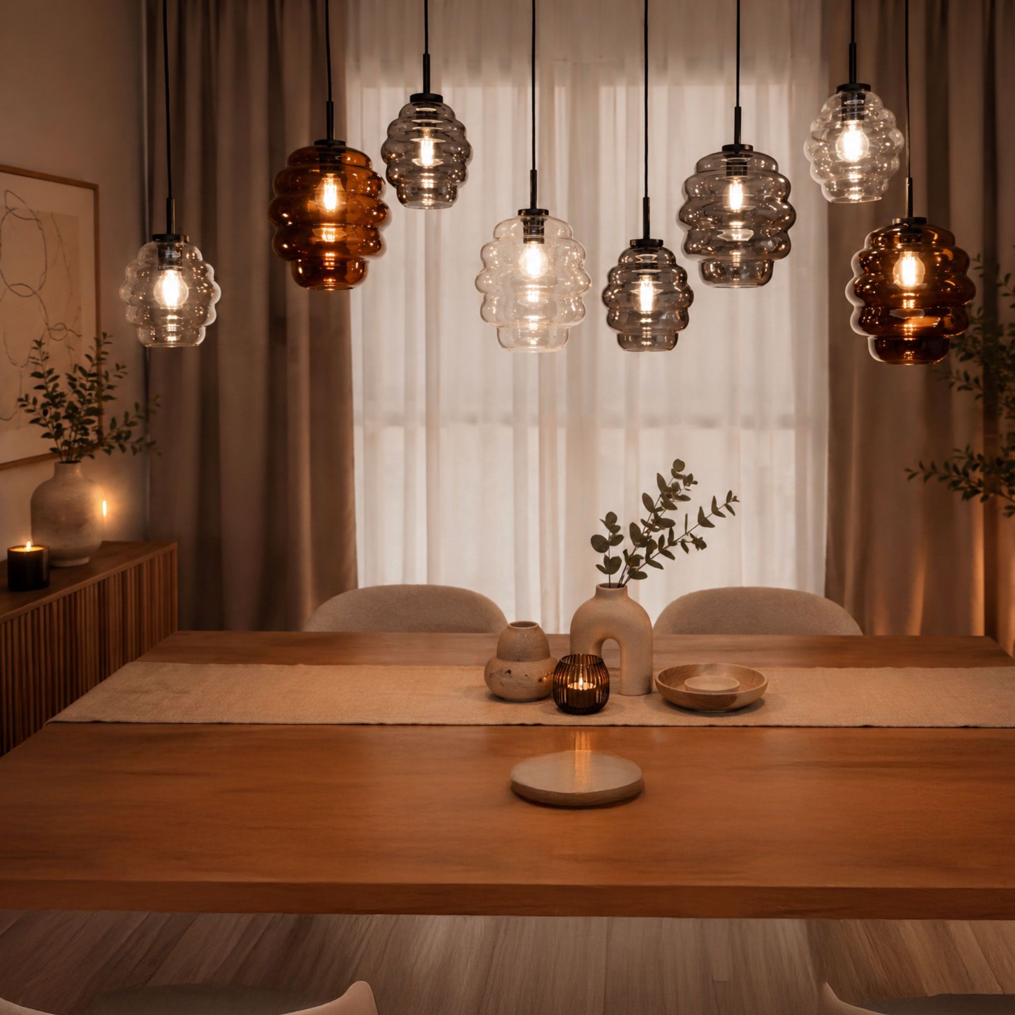 s.luce Echos Esstischleuchte 8-flammig 200cm 3-reihig Ø 25cm - 190877 - s.luce® - homecoming lights.