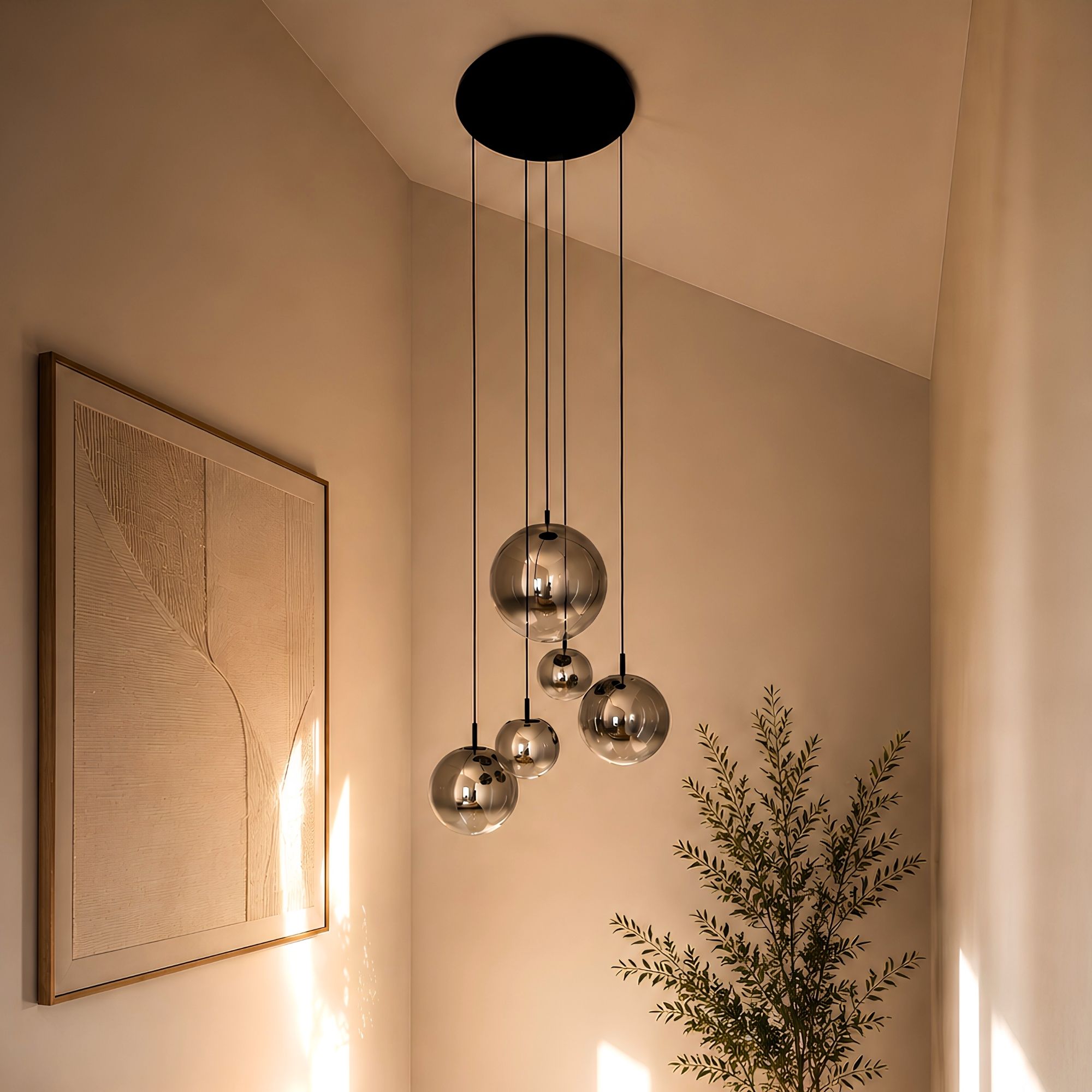 s.luce Orb glass globe hanging lamp 150cm suspension black