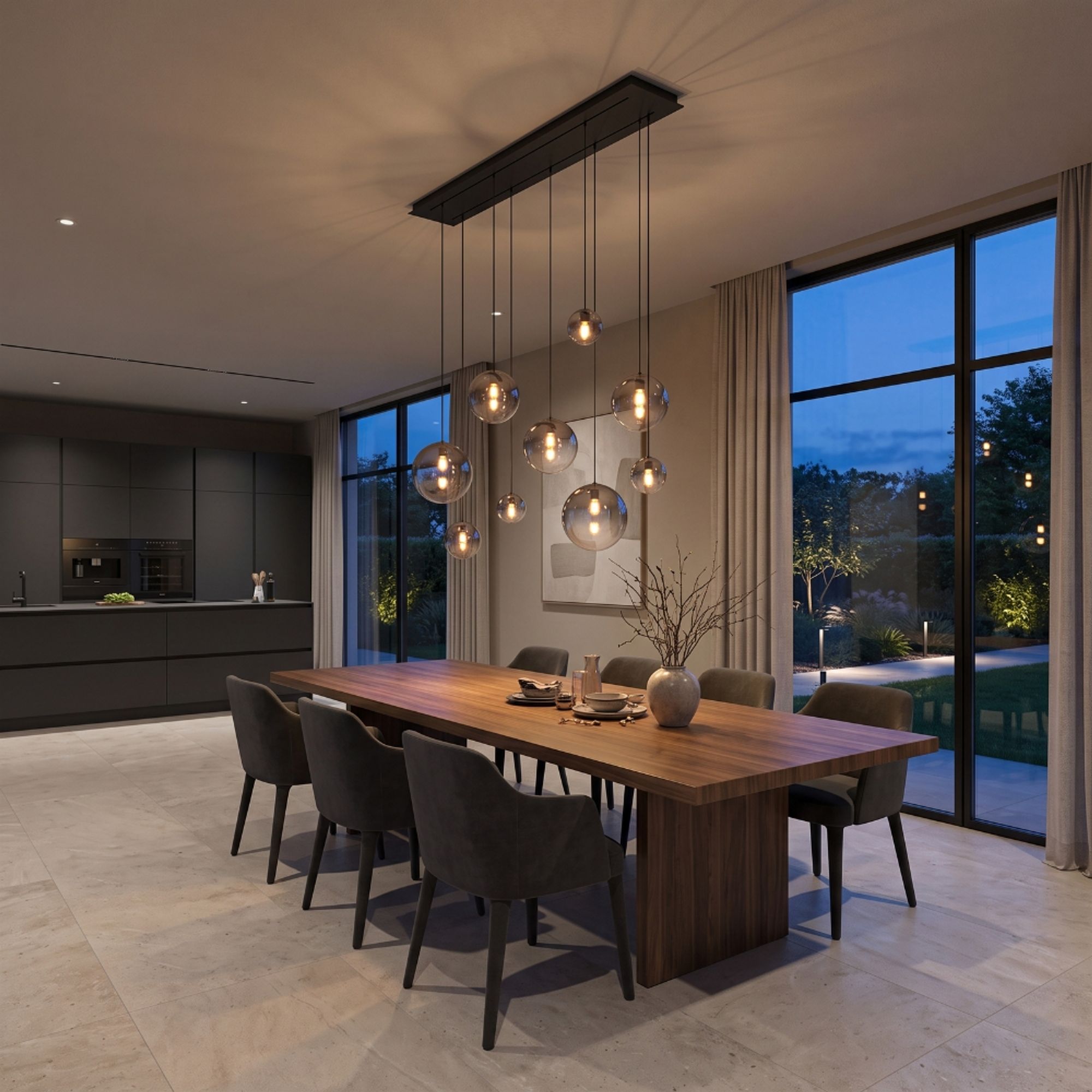 s.luce Orb Esstischleuchte 8-flammig 160cm 2-reihig - 179666 - s.luce® - homecoming lights.